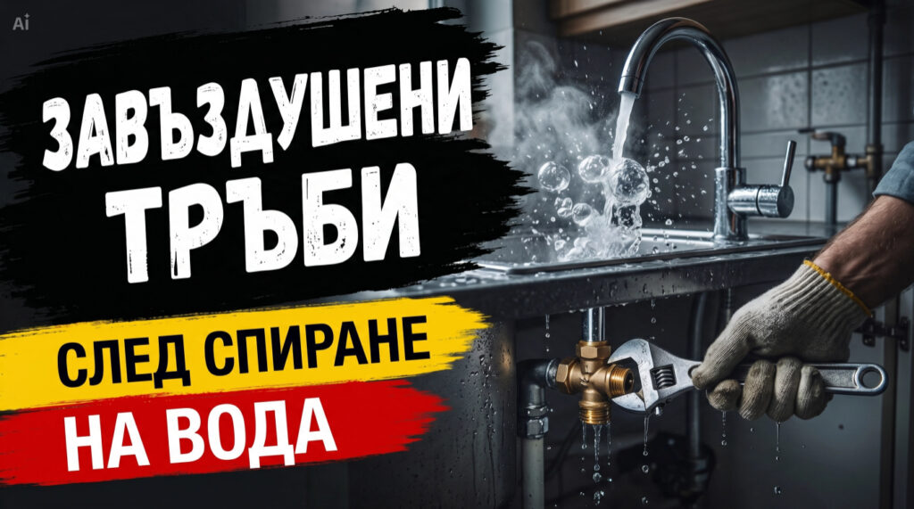 Завъздушени тръби след спиране на вода