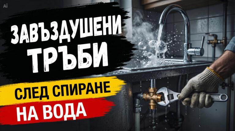 Завъздушени тръби след спиране на вода